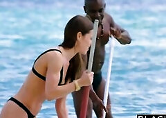 Amazing lady is cheating on her husband with a handsome, black dude, during a vacation