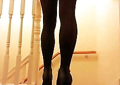 CD Legs in Sexy Black Seamed Pantyhose