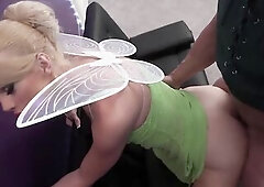 Trans Tinkerbell gets banged by Peter Pan and takes his load unfathomable in her booty. Fellatio, riding, doggy position, missionary.