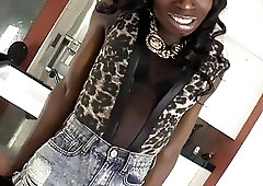 Chunky shemale babe Brii jerks off solo