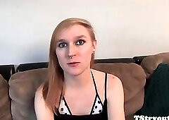 Amateur tgirl wanks hardcock on casting couch