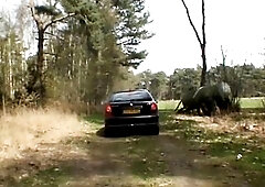 2 cuties are punished for littering in the woods