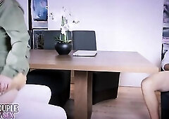 Office Hotwife Takes 2 Creampies During the time that Cuckold Spouse Watches