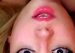 Cute shemale self facial