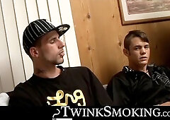 Straight hotties Boomer and Chain tried sucking each others cock while they smoke