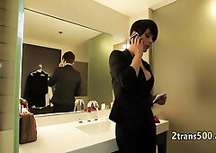 Lustful stud ravaged t-girl in lingerie