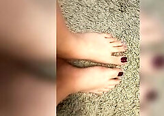 gal shows legs and toes