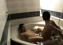 Horny brunette teen sucking and fucking in the hot tub