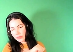 Cute curly brunette solo webcam masturbation