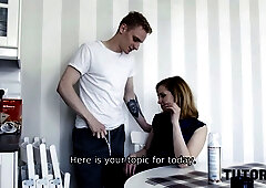 TUTOR4K. The mature teacher also dressed like an outfit and came to the angry student