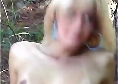 Sexy trans chick rides big dick outdoors