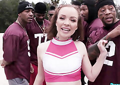 Whore & Teen Cheerleader Aliya Brynn Takes On A Gang Of Big Black Dicks