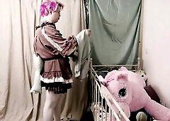 Dressing up and posing in my sissy maid uniform