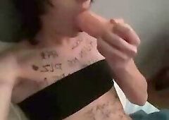 Deep throat of a little feminine boy UwU