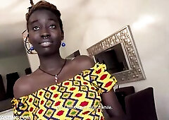 Amateur Darksome Skin Black Model Rammed Coarse By Hung American Producer