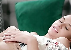 Natural beauty Cristin M teasing wildly her big tits and juicy tight pussy