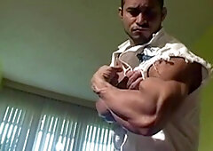Str8 bodybuilder flexing nude 8