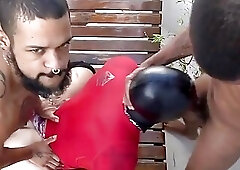 Muscle Slut Gets Tag Teamed