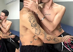 TATTED FUCKSLUT THROATED HIS NEIGHBOR AND GOT MILK