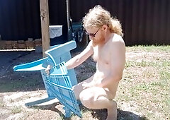 Chair fuck, shoeless, solo ass play