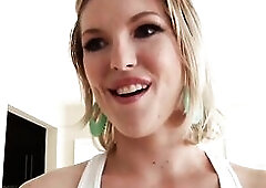 Pale, strawberry golden-haired Ella Nova shows off her natural body (and pierced teats) in workout gear, but the solely exercise that will calm this e