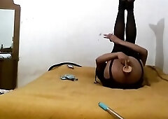 Joselynne Crossdresser High Heels And Underware Using Anal Toys Buttplug Vibrator And Large Vibrator Part Six