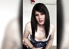 Trans woman sucking on a Sextoy and telling yo7 how this babe is going to ride it later untill that babe cums. In underware and whilst nylons and tuck