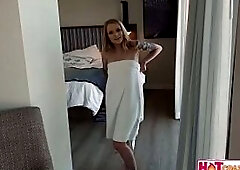 Amirah Adara gets her constricted landing undress twat eaten then pounded unfathomable during sexy dinner date sex with Jimmy Bud