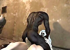 Ebony Stud Gets Drilled By Scary Witch With Large Pale Shlong