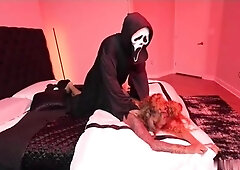 Ebony MILF gives a masked black stud free access to her cunt