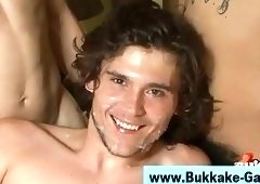 Gay twink bukkake gangbang facial