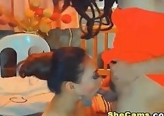 Naughty Couple Shemale Sucking On Cam