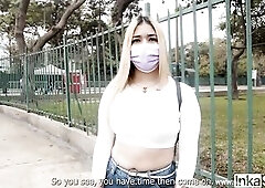 Breasty Lalin girl Blanca gets her meat discharged