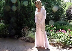 Sissy Dame in Pinkish Satin and Nylon Stocking