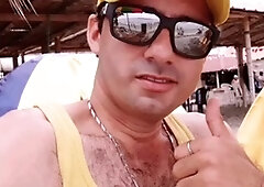 Muscular hairy stud Straw23 flaunts his enormous package