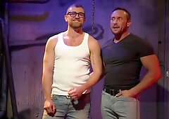 Gagged BDSM sub getting flogged