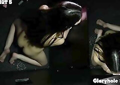 GLORYHOLE SECRETS - Brunette hair Julia James 1st Gloryhole Swallows Sexy Loads
