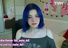 20yo slim teen shemale with natural tits and blue hair webcams solo