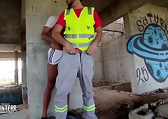 Construction employee only works after receiving milk from perspiring employees