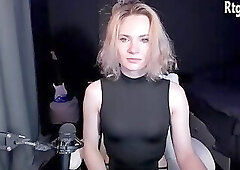 skinny germany transgirl in stockings strokes her cock on webcam