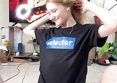 Cute gal, deepthroat, large knob, sloppy oral, cum on titties, facial, cum in throat, amateur, real pair.
