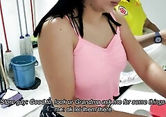 Martina Screws the Store Male with her Stepgrandma Close