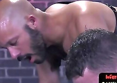 Ass fucking and fisting threeway gets sweaty