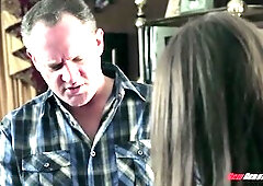 Small Riley Reid seduces her step daddy whilst wearing a cheerleader outfit