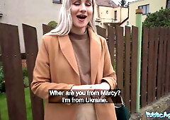 Public agent nice blond flashes her perky breasts for money and pounds fat cock in a basemant