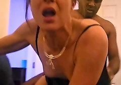Hot skinny girls get fucked hard by this stacked man's BBC and moan in pleasure
