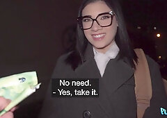 Don't Let My Mother Hear! Nerdy Brunette Emily Pink in Outdoor POV Pickup for Public Agent