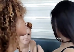 Hot Black Girl Sucks 2 Long Thick Latina Tongues