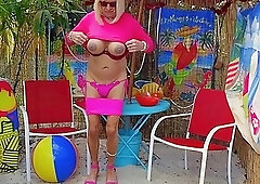 RED BEACH WHORE- CD Crossdresser big tits whip cream motel