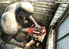 Jill in Trouble getting banged by Resident Unmerciful monsters CG porn Animation